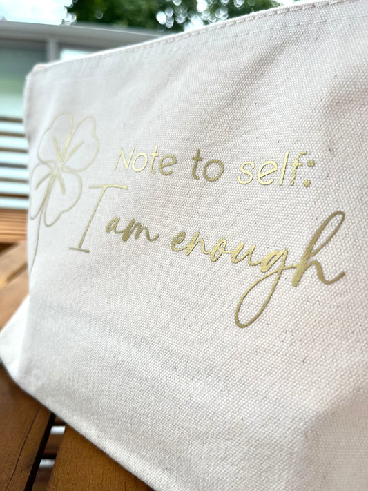 Kosmetiktasche "I am enough" mit Reißverschluss