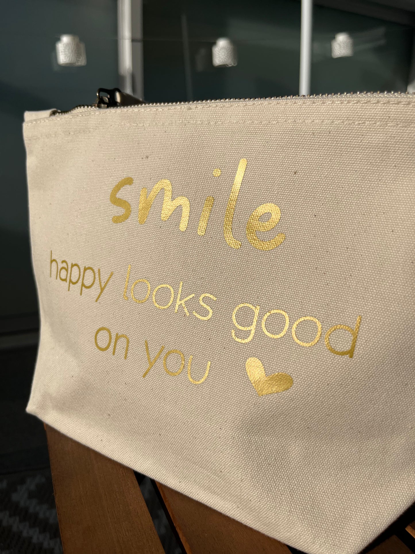 Kosmetiktasche "smile" mit Reißverschluss