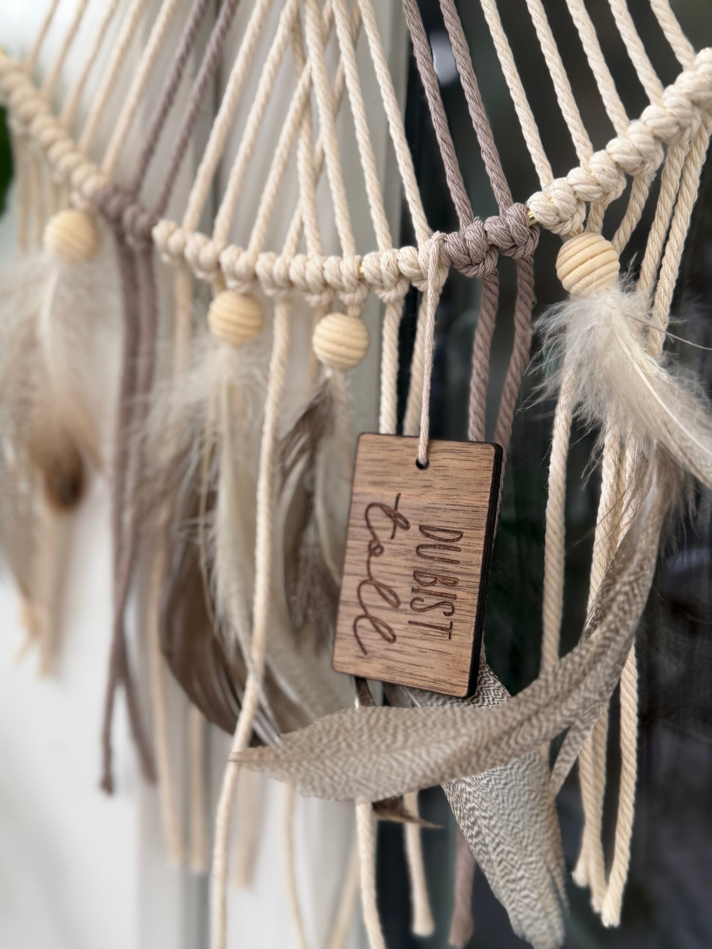 Makramee Wandbehang mit Holz-Lotus „DU BIST TOLL“