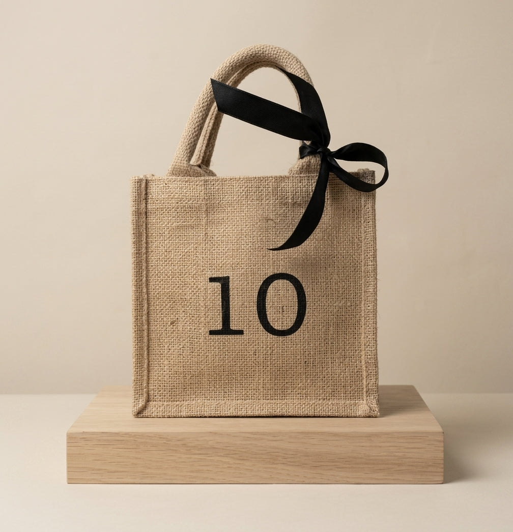 Mini-Jutetasche mit liebevollem Aufdruck