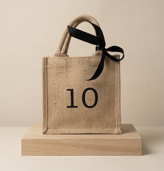 Mini-Jutetasche mit liebevollem Aufdruck