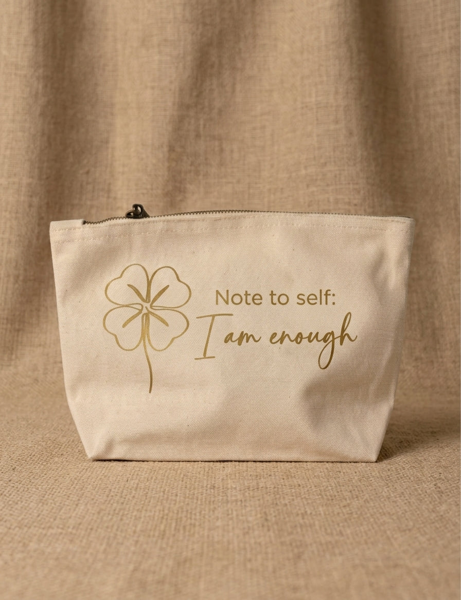 Kosmetiktasche "I am enough" mit Reißverschluss